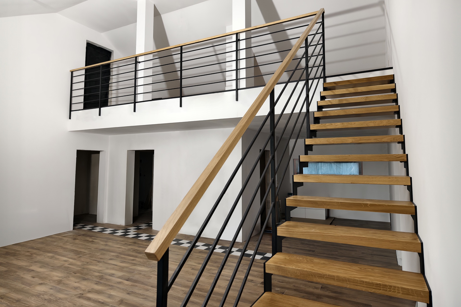 balustrada schodowa loftowa pozioma czarna