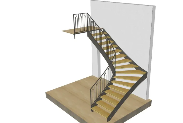 nowoczesne schody metalowe konstrukcja wizualizacja 3d