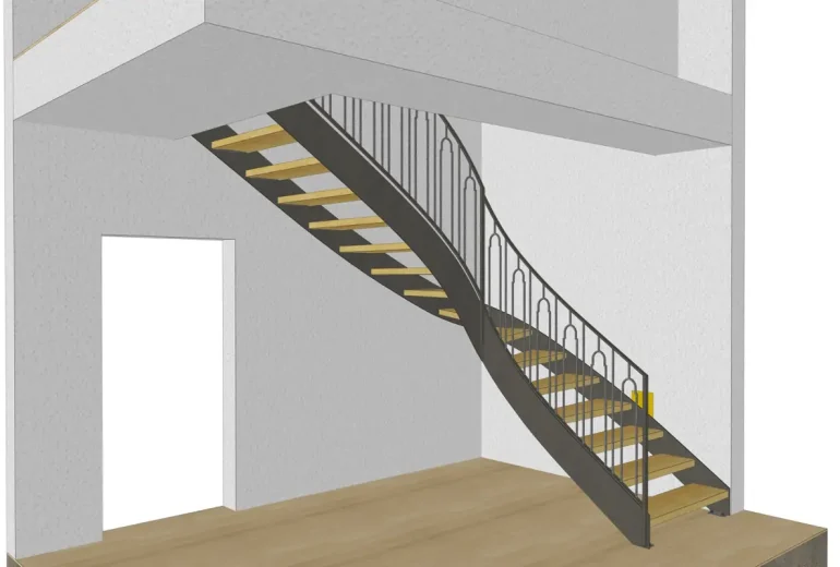 schody policzkowe projekt 3d metalowe progresmet