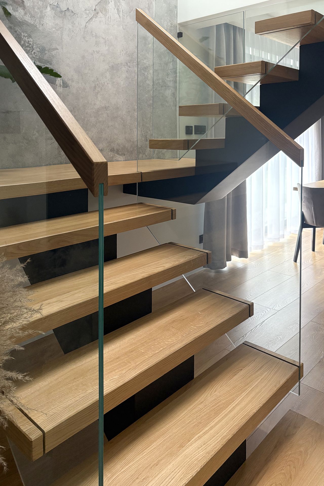 stopnie debowe lite szklo i metal